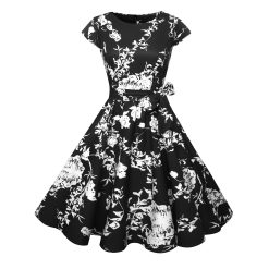 Robes à Pois Courtes##Robe à Pois Courte<br> rétro manches Courtes Fleuri - coccinelle-paradis