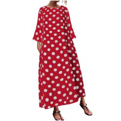 Robe à Pois#robe droite a pois#Robe à Pois<br> Coupe Droite Longue - coccinelle-paradis