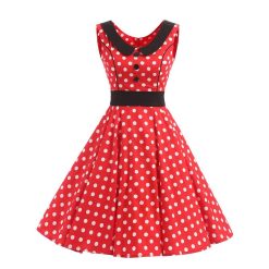 robe rouge a pois blanc vintage