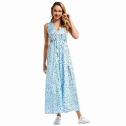 robe longue bleu marine a pois