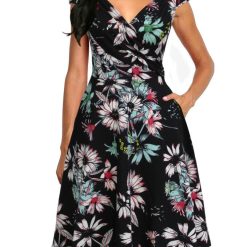 Robes à Pois Courtes#robe à pois bleu marine#Robe à Pois Courte<br> Bleu Marine / Vert / Noir - coccinelle-paradis