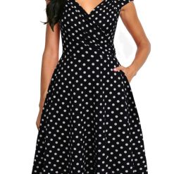 Robes à Pois Courtes#robe à pois bleu marine#Robe à Pois Courte<br> Bleu Marine / Vert / Noir - coccinelle-paradis