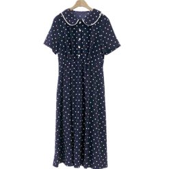 Robe à Pois#robe à pois année 50 bleue a pois blanc#Robe à Pois<br> Année 50 Bleue a Pois Blanc - coccinelle-paradis