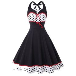 Robe Retro A Pois Jupe Taille Haute
