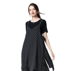 Robe Asymetrique A Pois Noir