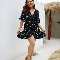 Robes à Pois Courtes##Robe à Pois Courte<br> Taille Grande Fluide - coccinelle-paradis