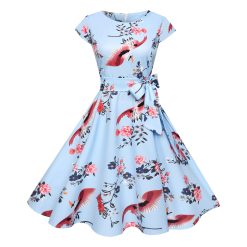 Robes à Pois Courtes##Robe à Pois Courte<br> rétro manches Courtes Fleuri - coccinelle-paradis
