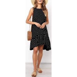 robe fond noir a pois blancs
