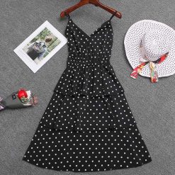 robe noire marine a petits pois