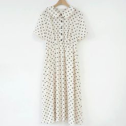 Robe à Pois#robe à pois année 50 bleue a pois blanc#Robe à Pois<br> Année 50 Bleue a Pois Blanc - coccinelle-paradis