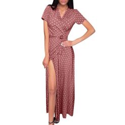 Robe à Pois##Robe à Pois<br> manches vestido plage col en V - coccinelle-paradis
