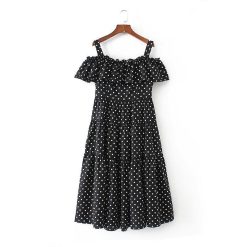 Robe à Pois##Robe à Pois<br> Imprimer Mi-mollet Morphologies Écru - coccinelle-paradis