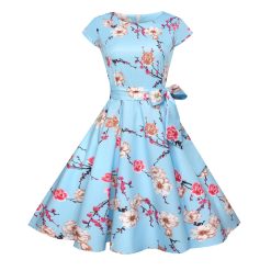Robes à Pois Courtes##Robe à Pois Courte<br> rétro manches Courtes Fleuri - coccinelle-paradis