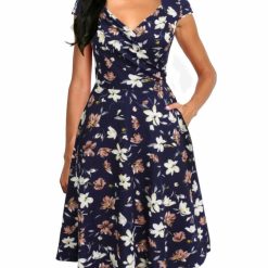 Robes à Pois Courtes#robe à pois bleu marine#Robe à Pois Courte<br> Bleu Marine / Vert / Noir - coccinelle-paradis