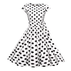 Robes à Pois Courtes##Robe à Pois Courte<br> rétro manches Courtes Fleuri - coccinelle-paradis