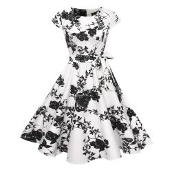 Robes à Pois Courtes##Robe à Pois Courte<br> rétro manches Courtes Fleuri - coccinelle-paradis