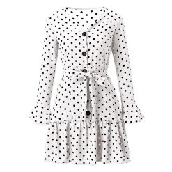 Robes à Pois Courtes##Robe à Pois Courte<br> Longue Automne Manches Longues - coccinelle-paradis