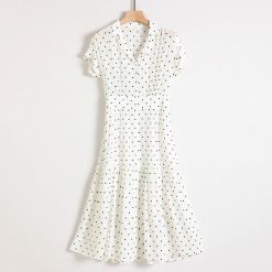 robe beige a pois noir fluide