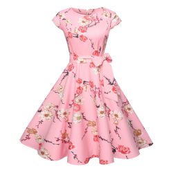 Robes à Pois Courtes##Robe à Pois Courte<br> rétro manches Courtes Fleuri - coccinelle-paradis