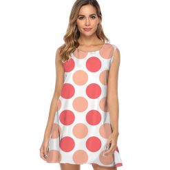 Robes à Pois Courtes#ruban rose à pois violet#Robe à Pois Courte<br> Ruban Rose Violet Fluide - coccinelle-paradis