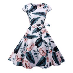Robes à Pois Courtes##Robe à Pois Courte<br> rétro manches Courtes Fleuri - coccinelle-paradis