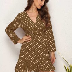 Robe à Pois Courte##Robe à Pois Courte<br> Cravate Longues Col V - coccinelle-paradis