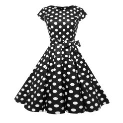 Robes à Pois Courtes##Robe à Pois Courte<br> rétro manches Courtes Fleuri - coccinelle-paradis
