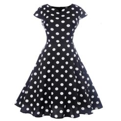 robe pin up a pois noir et blanc