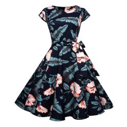 Robes à Pois Courtes##Robe à Pois Courte<br> rétro manches Courtes Fleuri - coccinelle-paradis