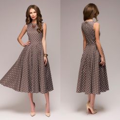 robe à pois année 50 grise
