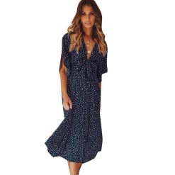 Robe à Pois#robe bleu à pois blanc#Robe à Pois<br> Bleu à Pois Blanc - coccinelle-paradis