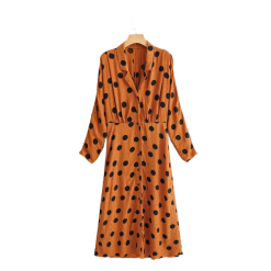 Robe Café Au Lait Longue À Pois