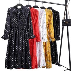 Robe Longue A Pois Chemise Mousseline Soie