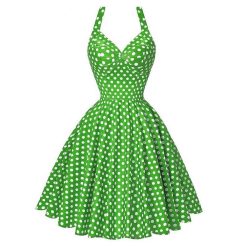 kiabi robe bretelle verte a petit pois