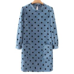 Robe Longue A Pois Droite A Vintage
