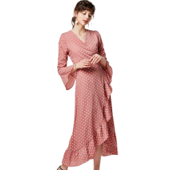 Robe Rose À Pois Longue Maille