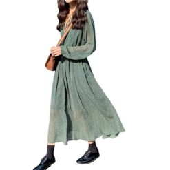 Robe Longue A Pois Mousseline De Soie