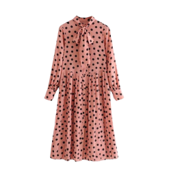 Robe Rose À Pois Blanc Année 50
