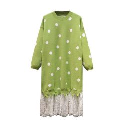 Robe Dentelle A Pois Pull