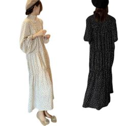 Robe Longue A Pois Maxi A Gros Blancs