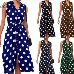 Robe Longue A Pois Chemise Soie