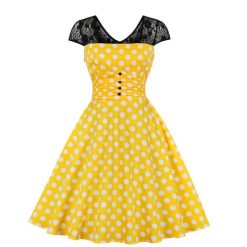Robe Dentelle A Pois Retro