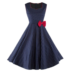 Robe De Soirée Avec Noeud À Pois Année 50