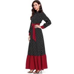 robe pin up à pois frange rouge