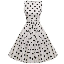 Robe Manche Longue A Pois Vintage Femme
