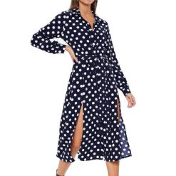 Robe D Ete A Pois Longue Bouton