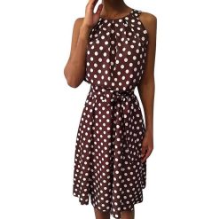 Robe D Ete A Pois Chemisiers Femmes Mi-Longues Droites