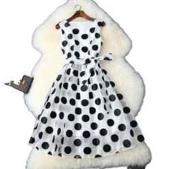 Robe D Ete A Pois Lacets Grande Longueur