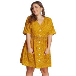 Robe Dentelle A Pois Jaune