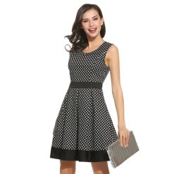 robe etam a pois blanc avec une ceinture noire